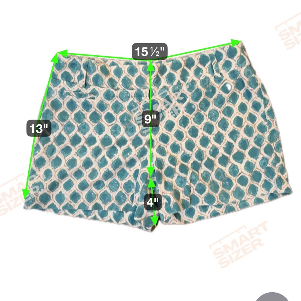 ANN TAYLOR LOFT~The Riviera Short~Teal Geometric Print~Linen Blend~Size 2~SKU109 - Picture 9 of 9